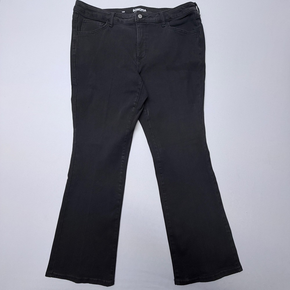 Sonoma Goods For Life Womens 16W Black Bootcut Jeans Plus Size Stretch Denim